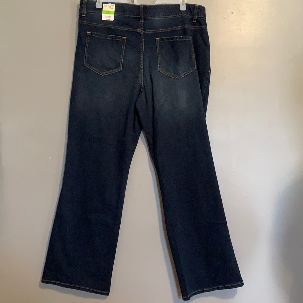 terra & sky - dark wash “boot cut” jeans - plus size